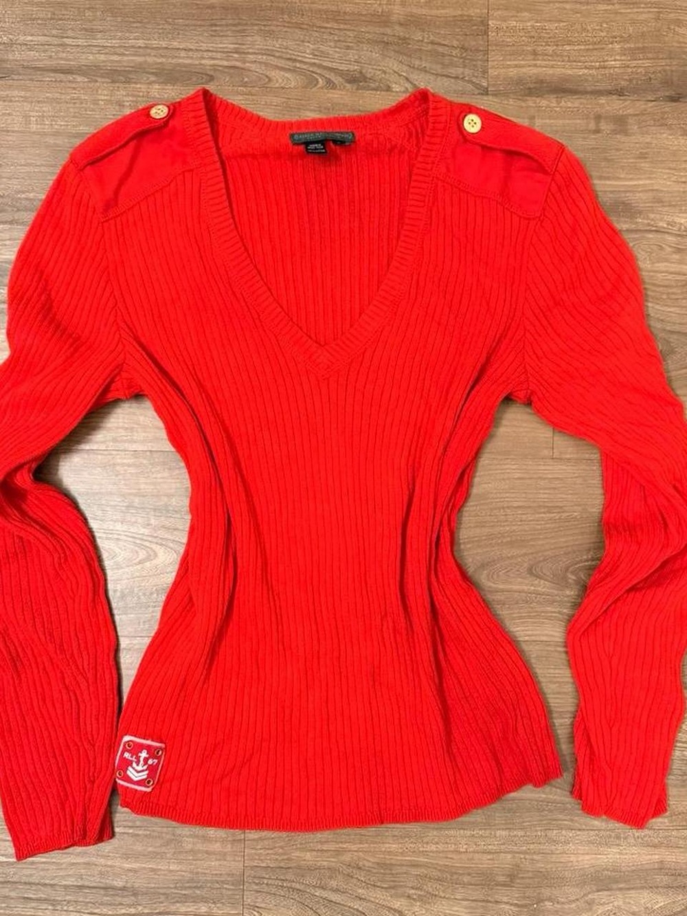 Ralph Lauren RLL 67 Red Ribbed Knit Sweater - Picture 2 of 4